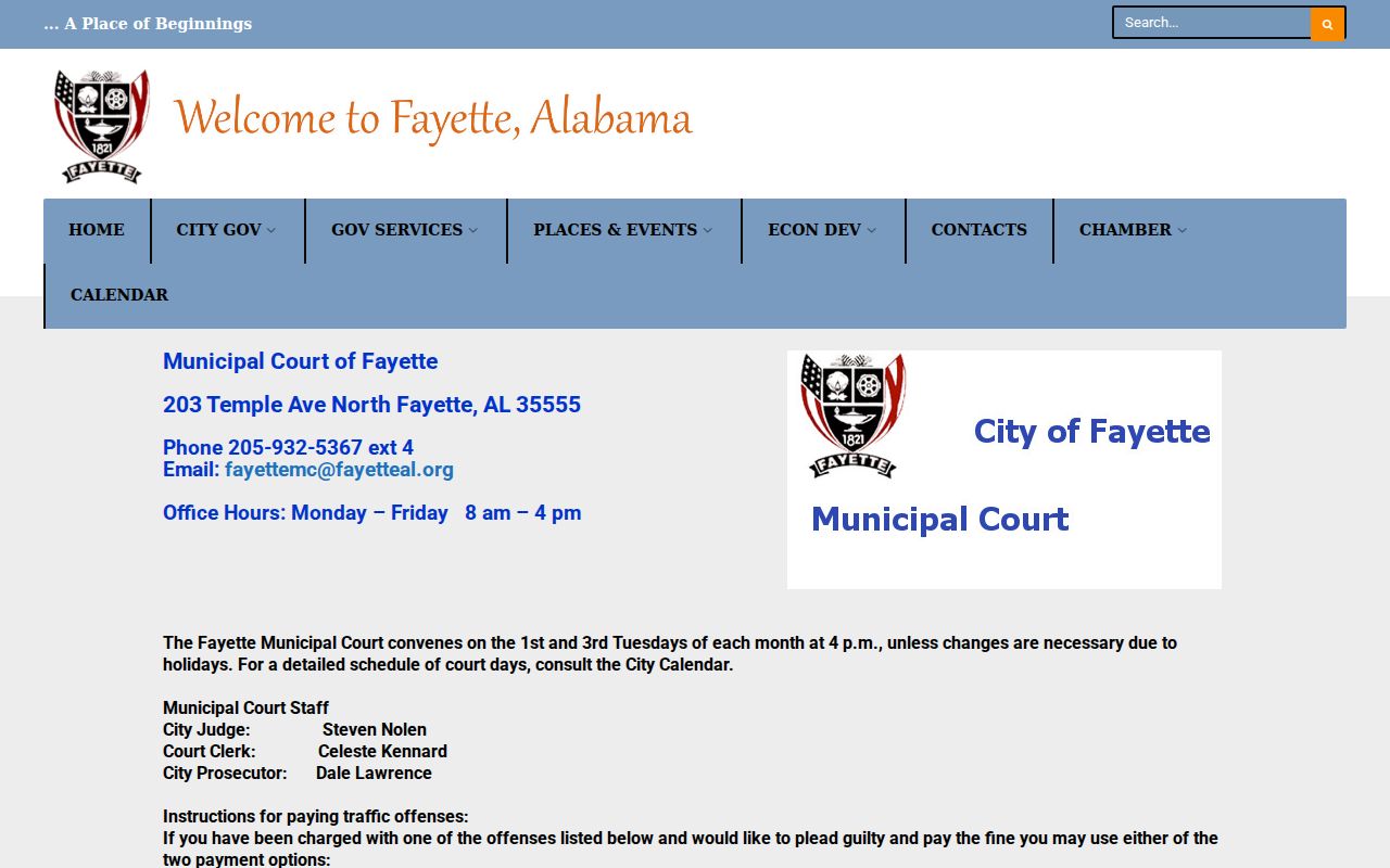 Fayette warrant search municipal court information