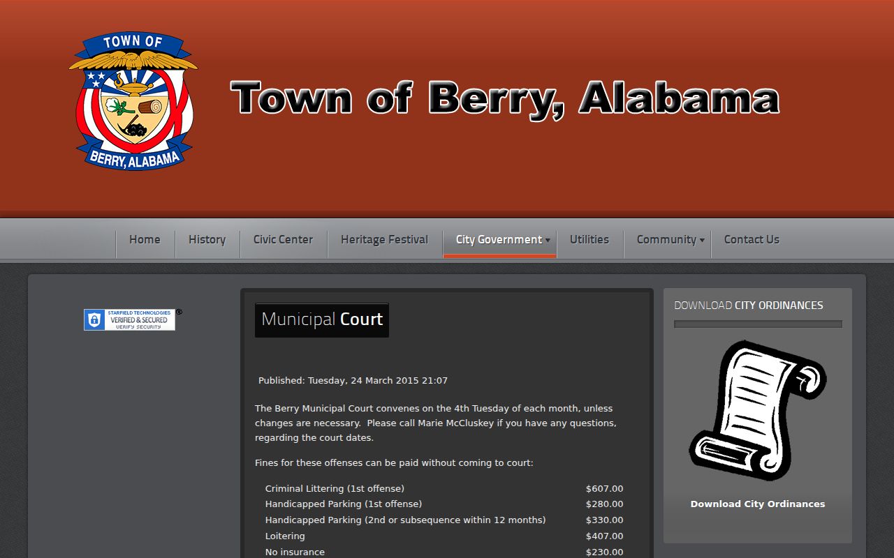 Berry warrant search municipal court page